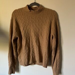 J. Crew Camel Cable Knit Mock Neck Sweater
